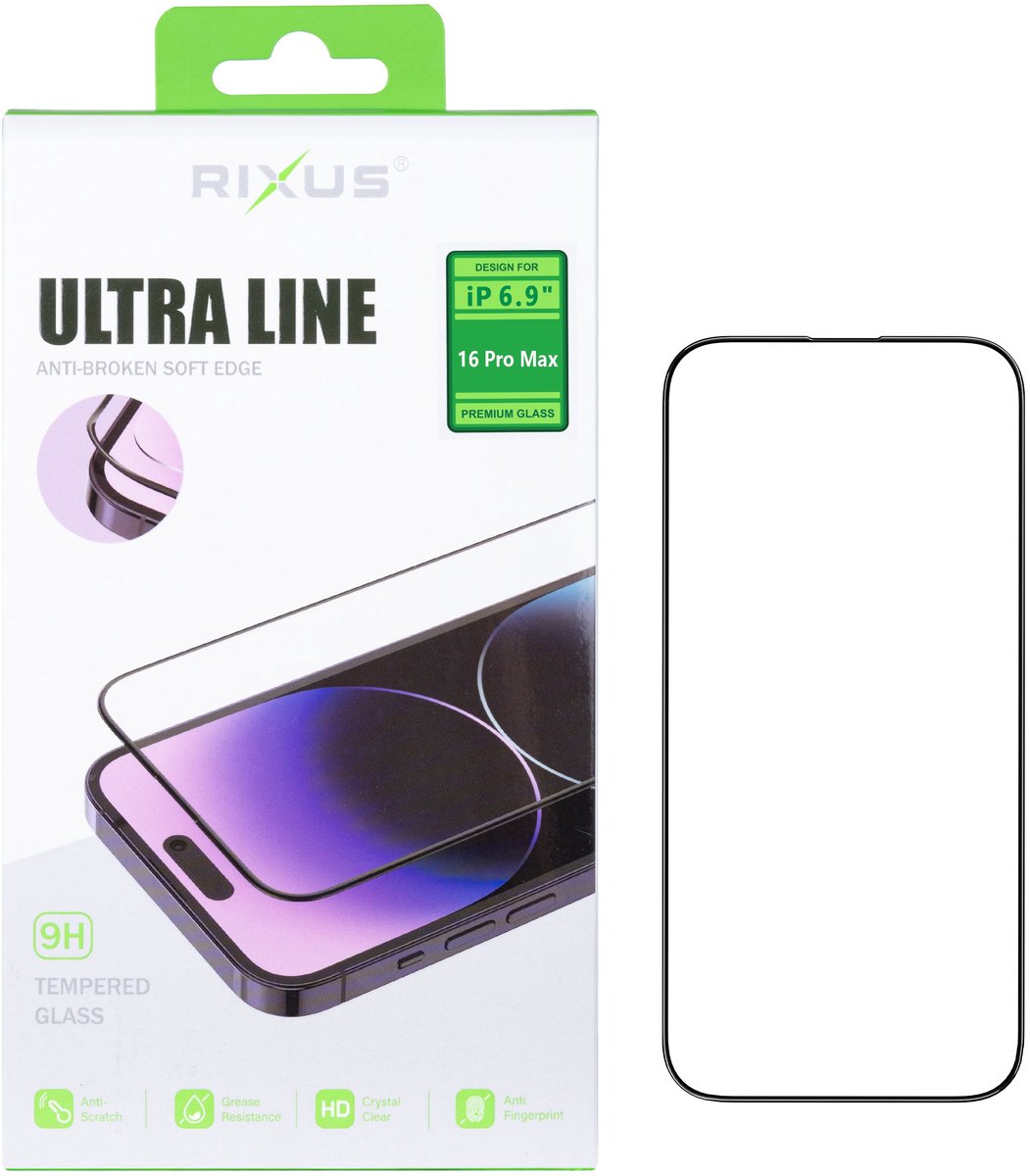 Rixus Clear HD Ultra Line Tempered Glass For Apple iPhone 16 Pro Max