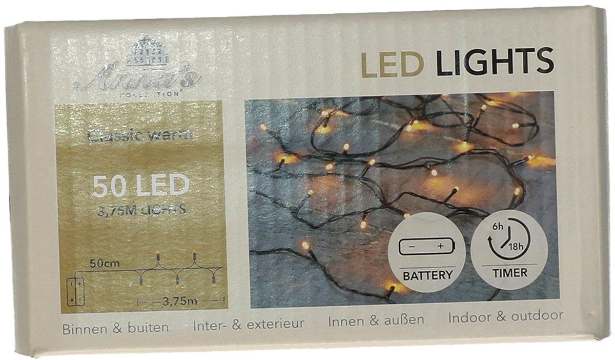 Anna's Collection Kerstverlichting LED Ivy - 50 leds - 375 cm- warm wit - dimmer - 50cm aanloopsnoer