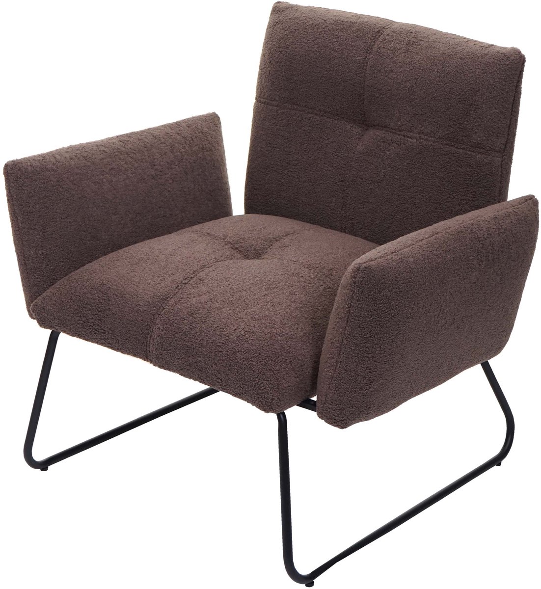 Lounge fauteuil MCW-K34, cocktail fauteuil, bouclé stof/textiel MVG-gecertificeerd ~ bruin