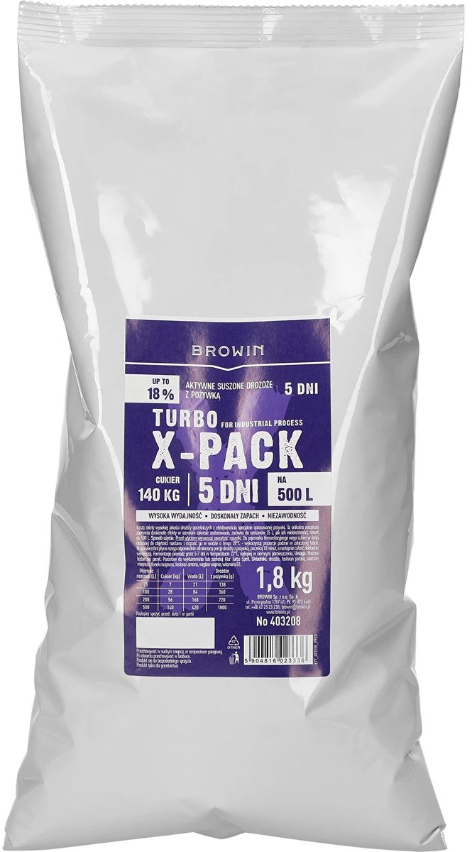 Browin - Turbo X-Pack Gist 1,8 kg - Professional Grade voor grote batches - distilleerders gist