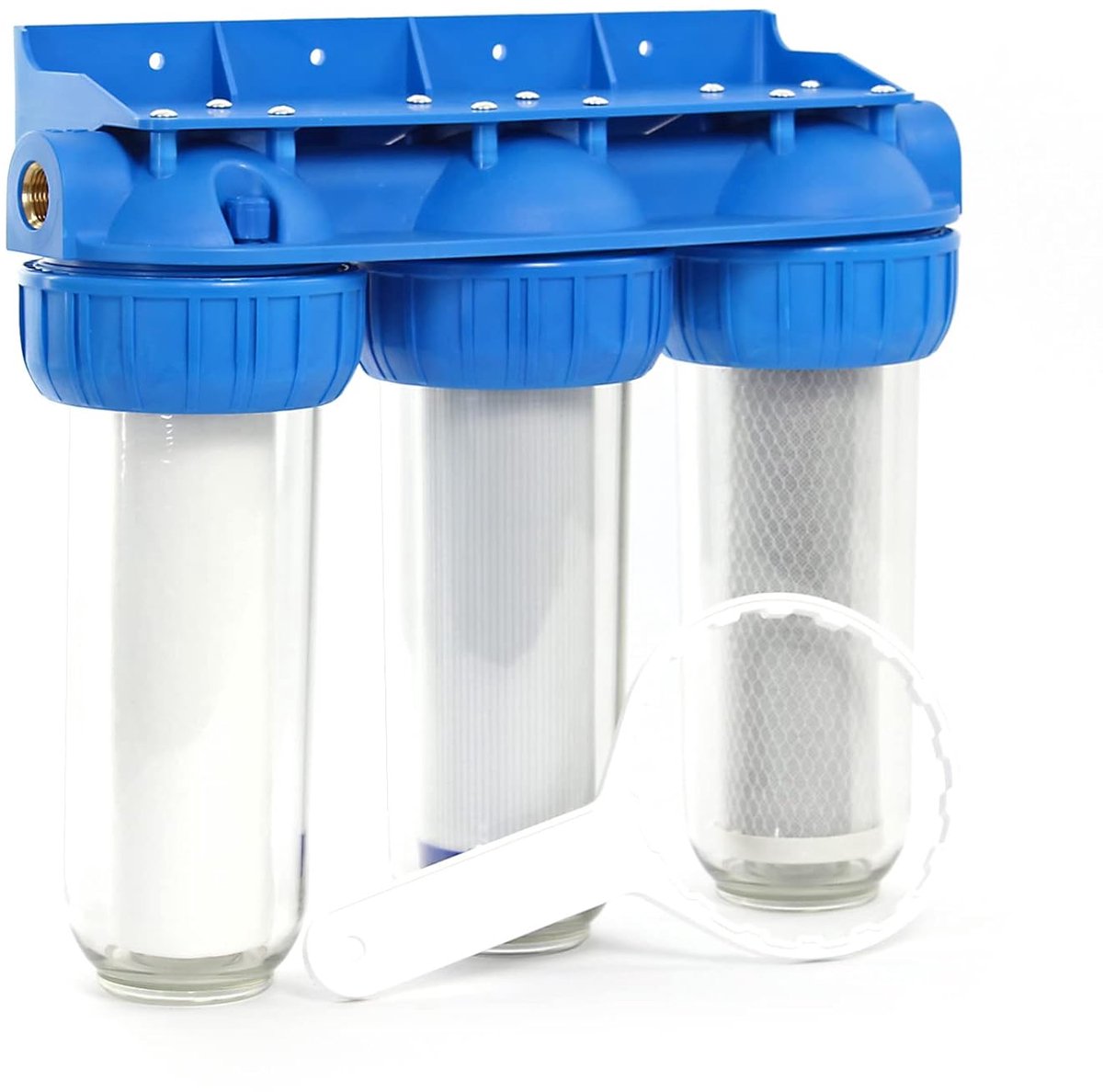 3-traps waterfilter voor schoon drinkwater met actieve kool en sedimentfilter
