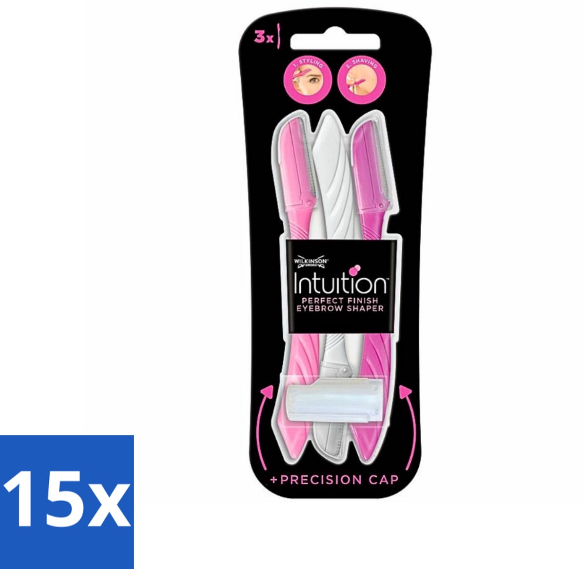 15 x Wilkinson Intuition - Navulmesjes - Wenkbrauw Shaper - Precisie - 3 mesjes - Wenkbrauw Shaper - Wenkbrauw Verwijderen - Haartjes Verwijderen - Exfoliatie - Huid Exfoliatie
