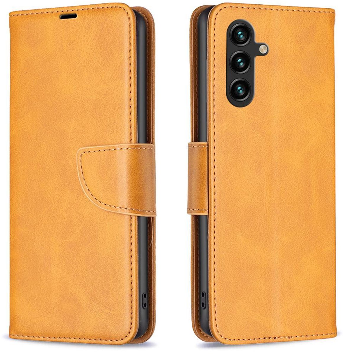Mobigear Telefoonhoesje geschikt voor Samsung Galaxy S25 FE Hoesje | Mobigear Excellent Bookcase Portemonnee | Pasjeshouder voor 3 Pasjes | Telefoonhoesje voor Pinpas / OV Kaart / Rijbewijs - Geel
