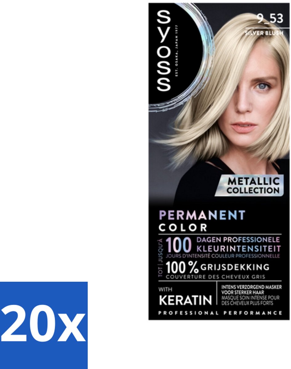 20 x SYOSS - Coloration 9-53 Silver Blush - Haarverf - Grijsdekking - Vermindert Haarbreuk - Haarverf - Permanente Haarkleuring - Grijsdekking - Haarverf Grijs - Haarverf 9-53