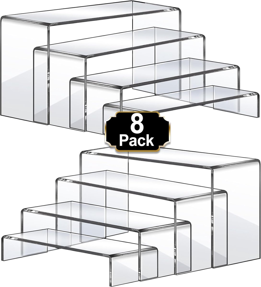 Image of Acryl Display Risers Set van 8 Stuks - Duidelijke Standaards voor Decoratie, Taart en Funko Pop Planken