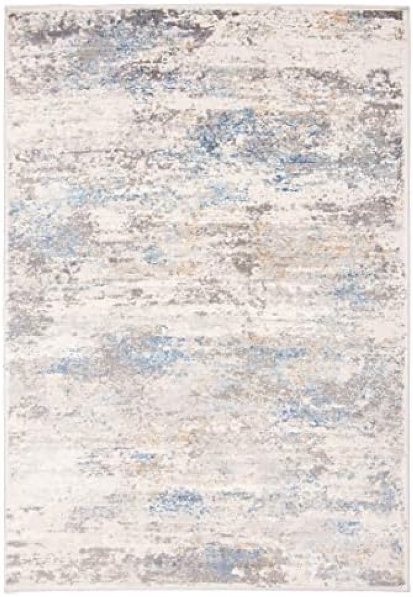 Abstract Vintage Vloerkleed Modern Design - Zacht Laagpolig Tapijt voor Woonkamer en Slaapkamer - OEKO-TEX Gecertificeerd - 240x330 cm - Beige Blauw
