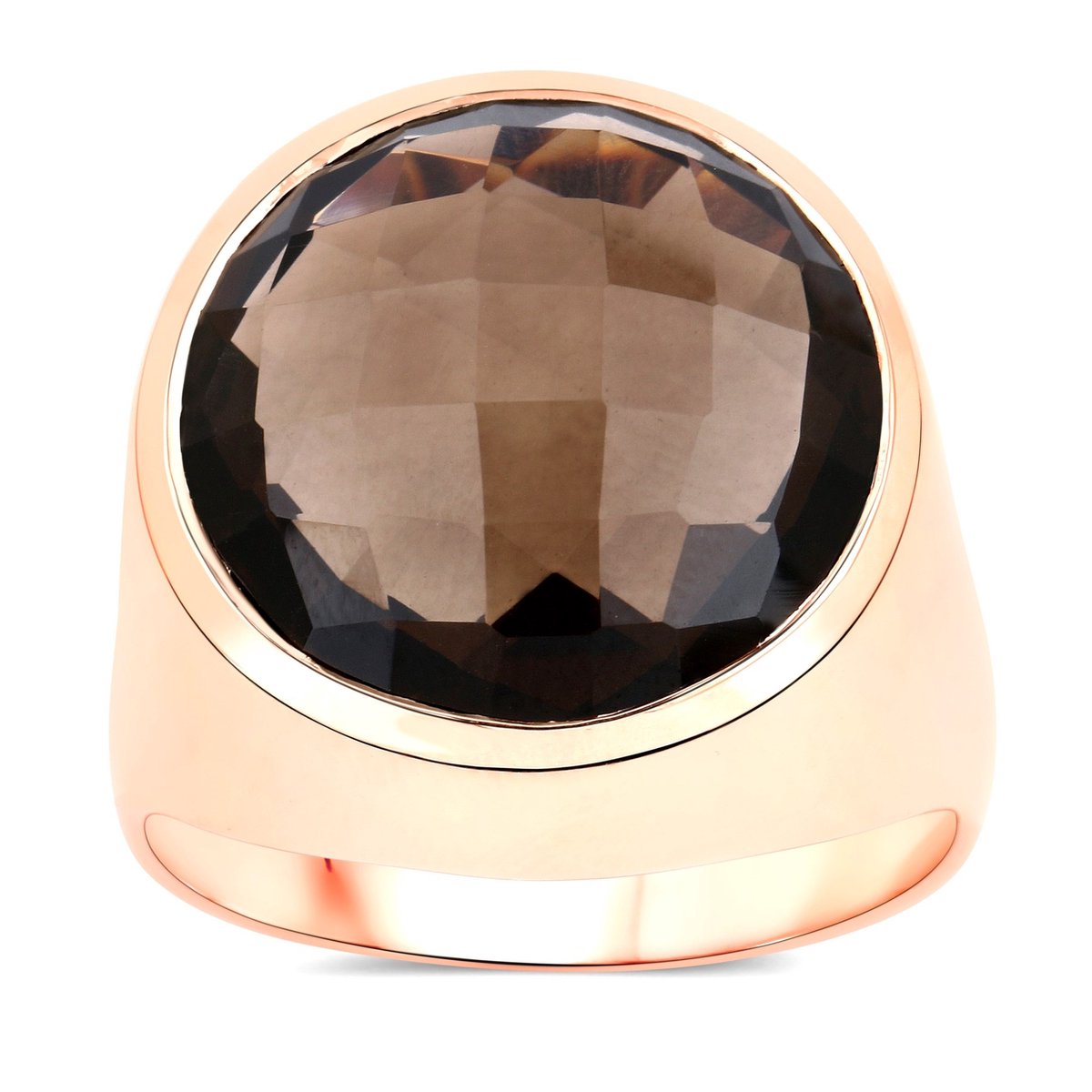 Vira Jewels Ring 925-Sterling Silber rotvergoldet Glänzend Rauchquarz dunkelbraun