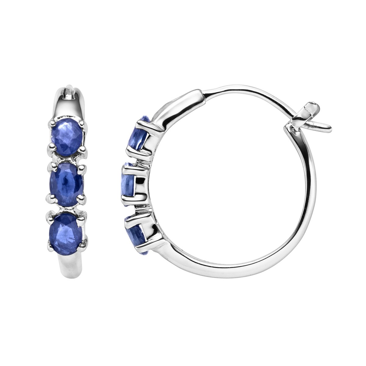 Vira Jewels Ohrringe Silber 925 rhodiniert mit 6 blauen Saphir-Steinen