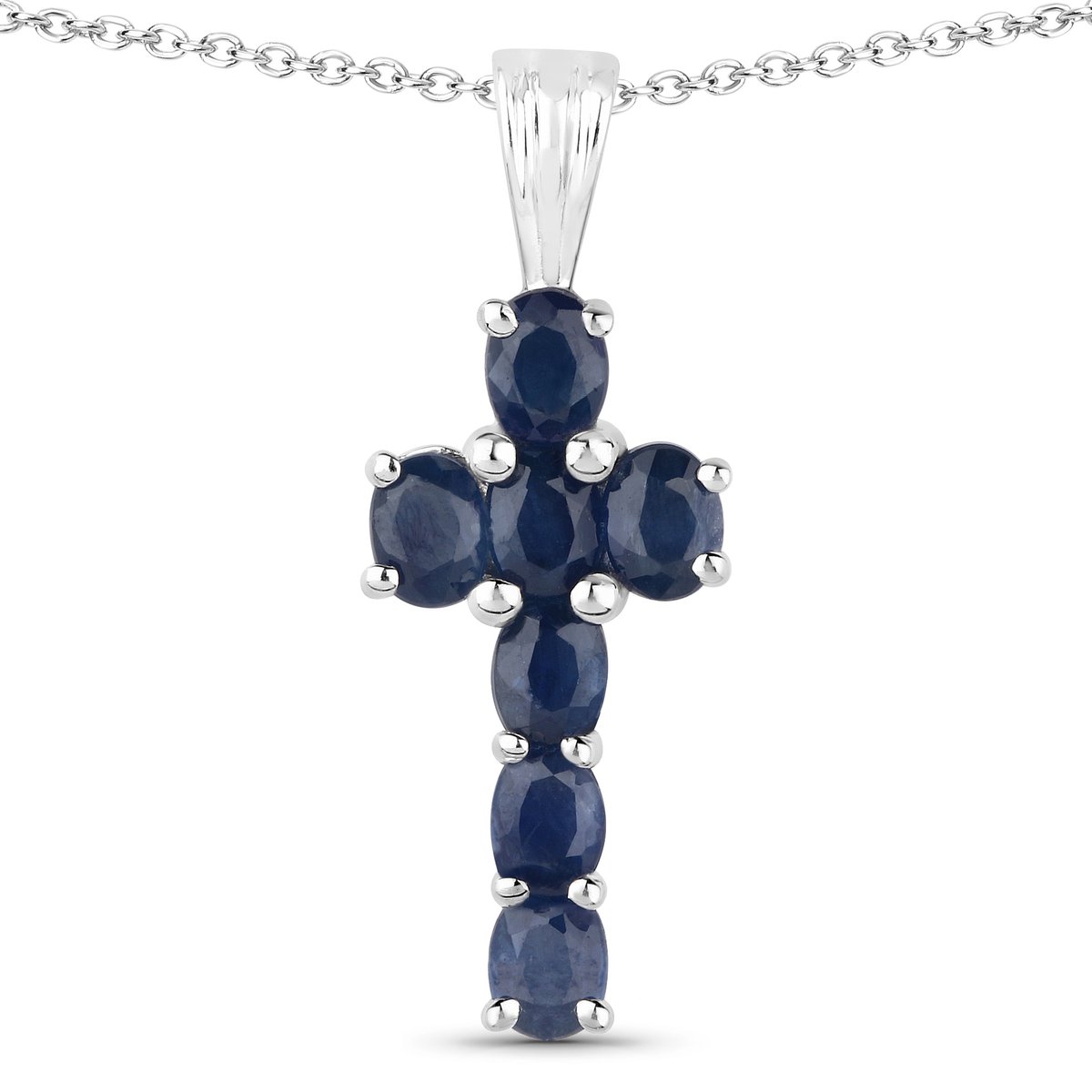 Vira Jewels Anhänger mit Kette 925-Sterling Silber rhodiniert Glänzend Saphir Blau