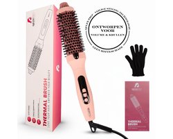 QFLEX PRO® Thermal Brush - Keramische Warmteborstel - Krultang - Krulborstel - Fohnborstel - Airstyler - Warmteborstel - Krullen borstel - 38 mm – 15 Sec Opwarming – Glanzend, Pluisvrij & Zijdezacht Haar – 10 Warmtestanden – Haarborstel 2m Snoer