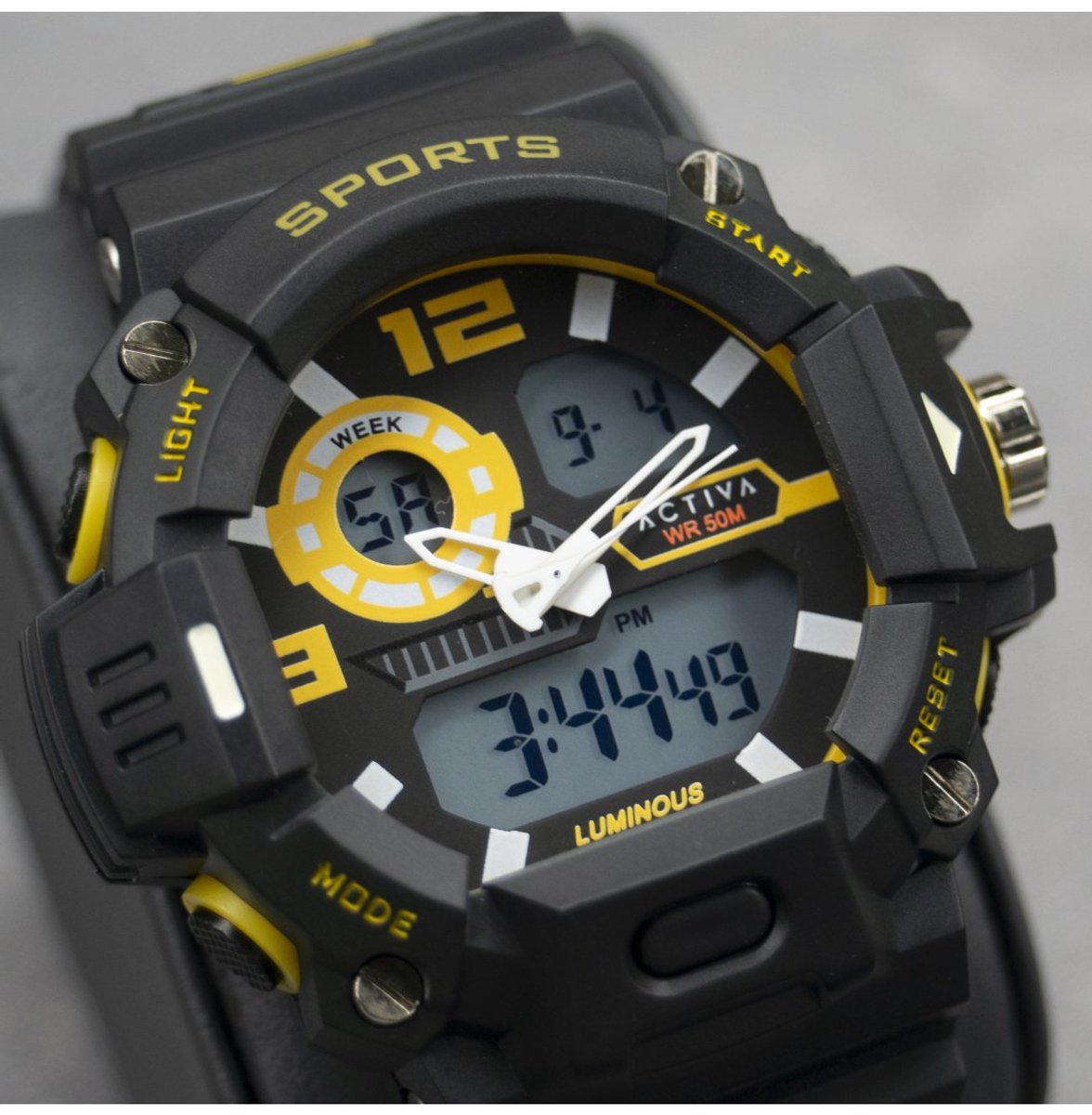 Activa x Invicta Digital ACW495-004 Heren Horloge - Waterdicht - Digitaal - Quartz Uurwerk - Plastic met zwarte Wijzerplaat - 55mm