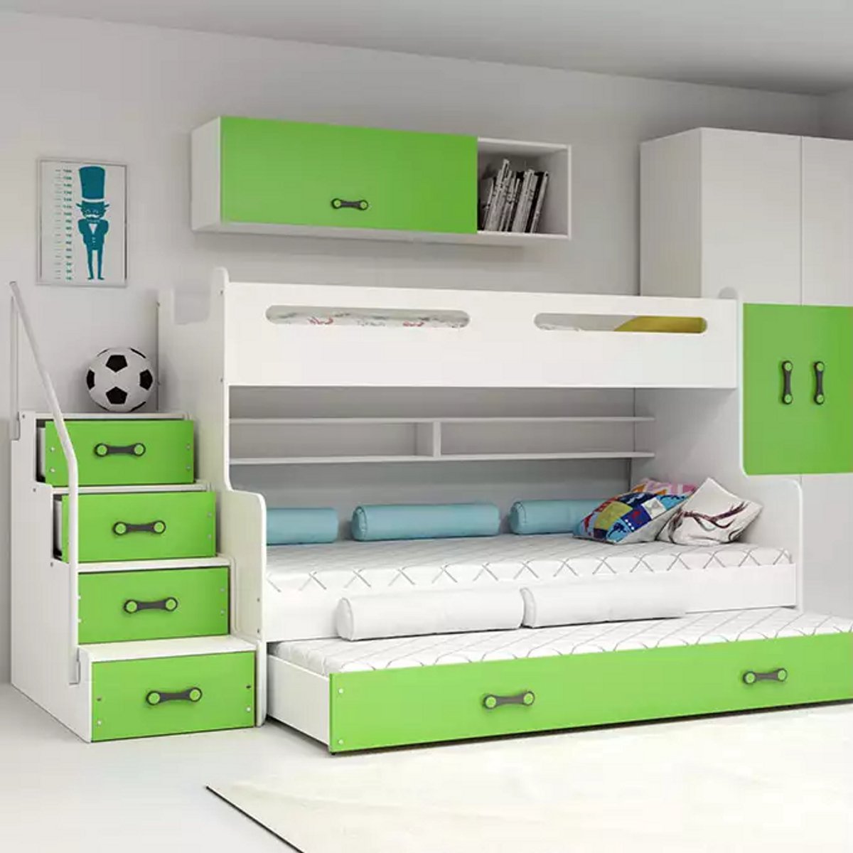 BMS MAX 3 Triple Jeugd Bed - 120x200 cm - Groen