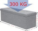 Grijze opbergkist 111 x 40 x 40 cm met gewatteerd deksel, draagkracht 300 kg.