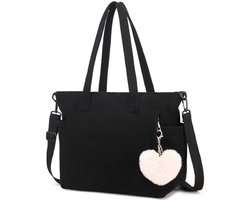 PromoHome Corduroy Shopper Tas - Ruime Schoudertas voor Dames met Meerdere Vakken