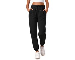 Allecto plus - Katoenen sportbroek voor dames met hoge taille en zakken, lange joggingbroek.