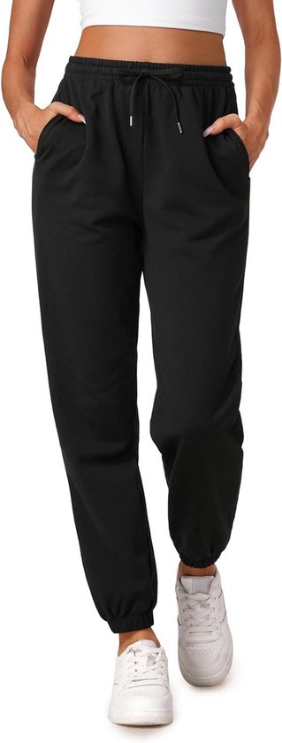 Allecto plus - Katoenen sportbroek voor dames met hoge taille en zakken, lange joggingbroek.