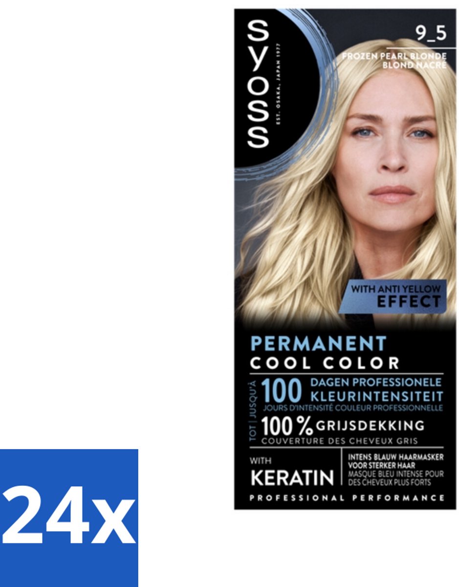 24 x SYOSS - Coloration 9-5 Frozen Pearl Blonde - Haarverf - Grijsdekking - Vermindert Haarbreuk - Permanente Haarkleuring - Haarkleur - Grijsdekking - Keratine - Blond