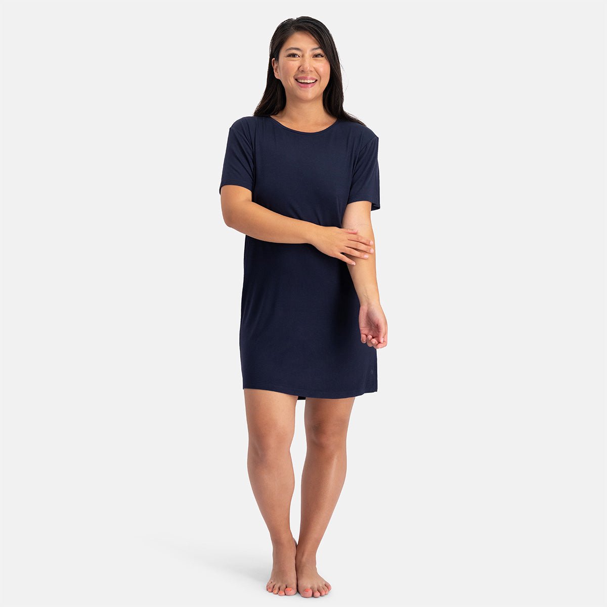 Bamboo Basics Nachthemd Dames Korte Mouw Nora - Bamboe Nachtjapon Dames - Navy Pyjama - Pyjama Dames Volwassenen