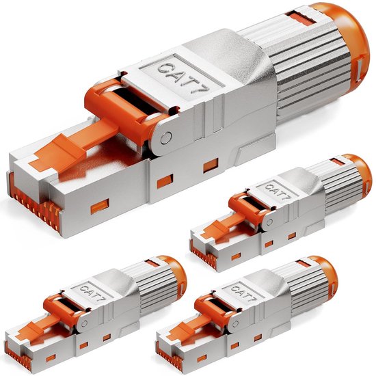 4x Connecteur Réseau CAT7 RJ45 Sans Outil - Contacts Dorés - Compatible ...