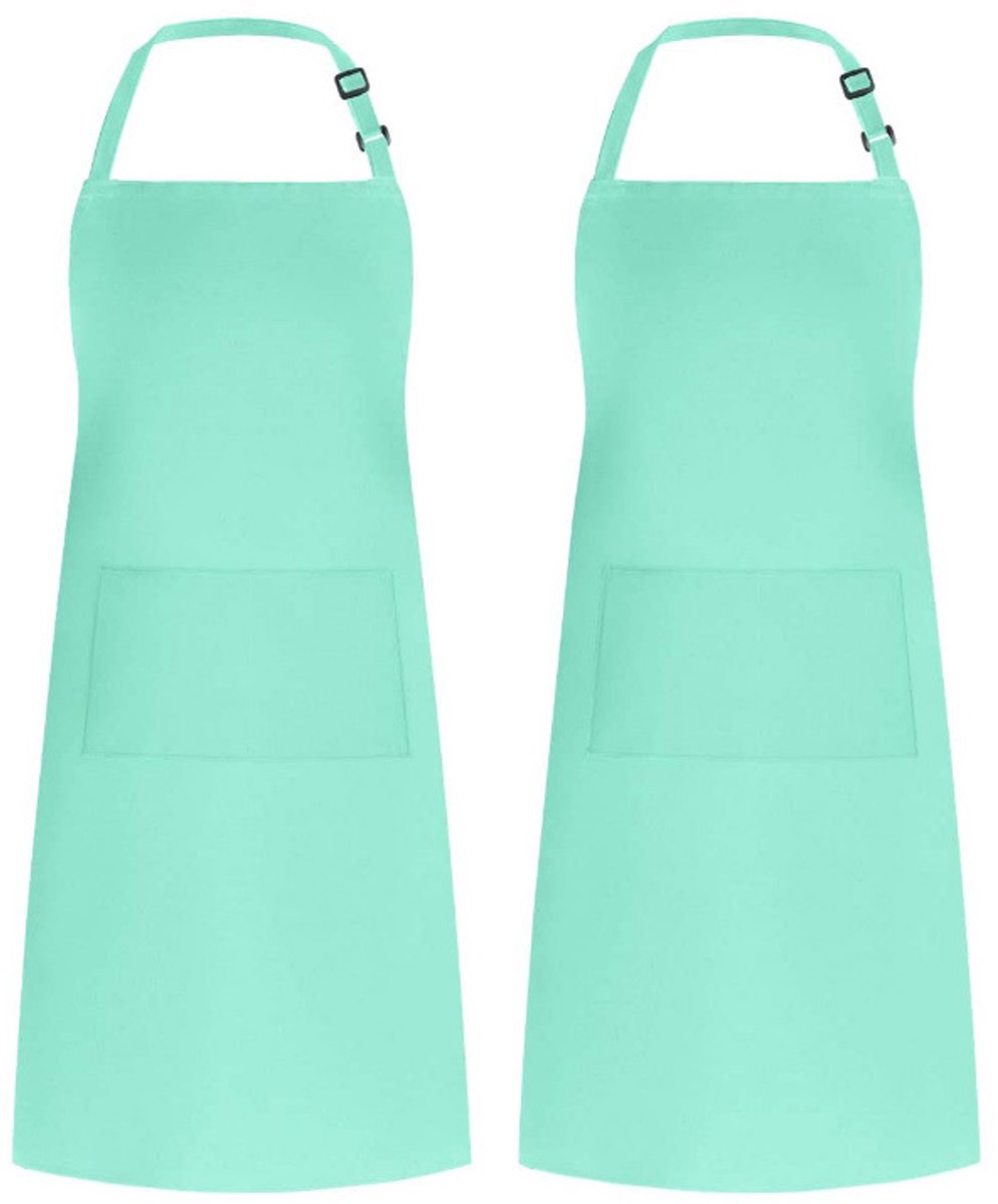 Schort, unisex, waterdicht, geschikt voor barbecues, restaurants, cafés, enz., groen, 2 stuks.