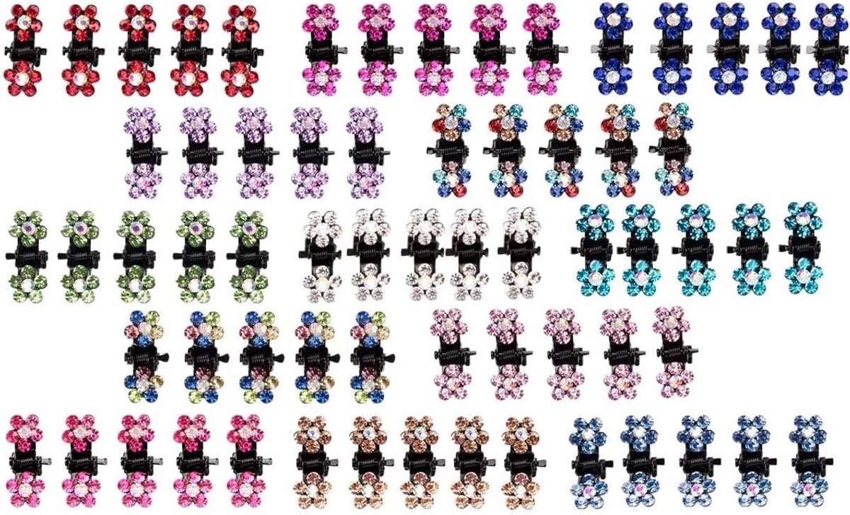 Kleurrijke Mini Haarspeldjes met Bloemen, Grote Set Haaraccessoires voor Dames