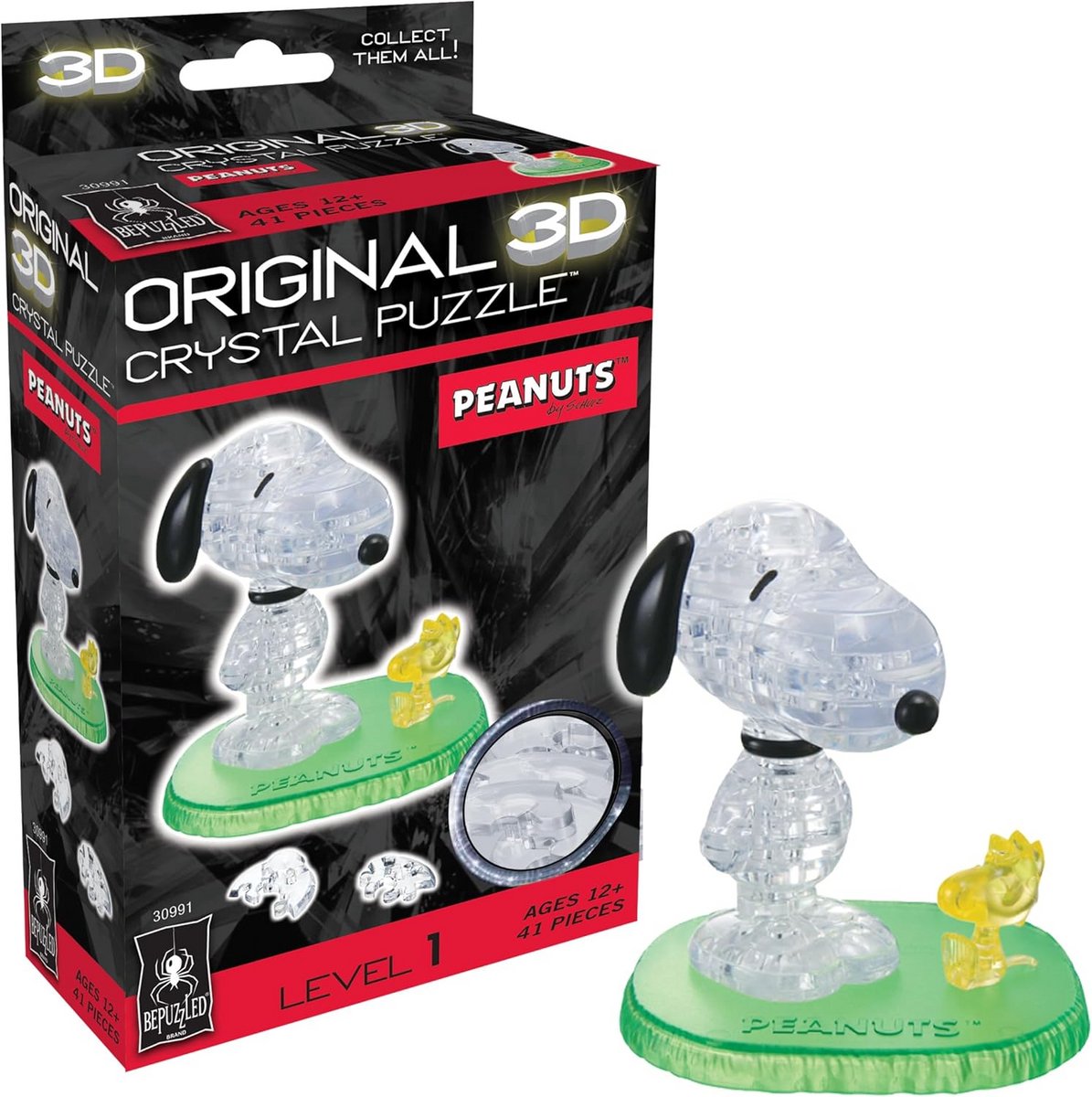 3D Kristal Puzzel - Snoopy en Woodstock Model - Uitdagend Bouwpakket voor Volwassenen en Kinderen (12+)