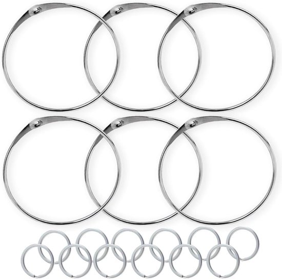 Hyperbola Ringen 6x Grote Metalen Ringen (120mm) en 12x Kleine Sleutelringen ...