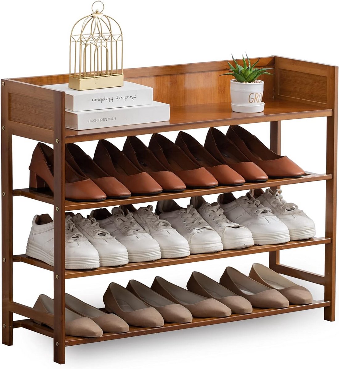 4-Laags Bamboe Schoenenrek Organizer voor Hal en Kast