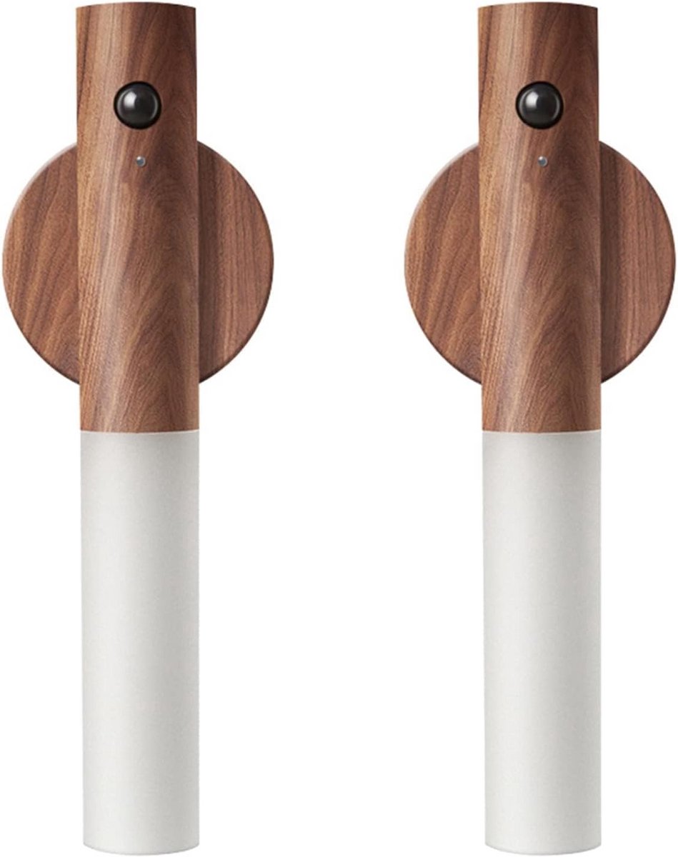 Oplaadbare Houten Wandlamp met Bewegingssensor - Draadloos LED Nachtlicht voor Gang, Kast en Trap