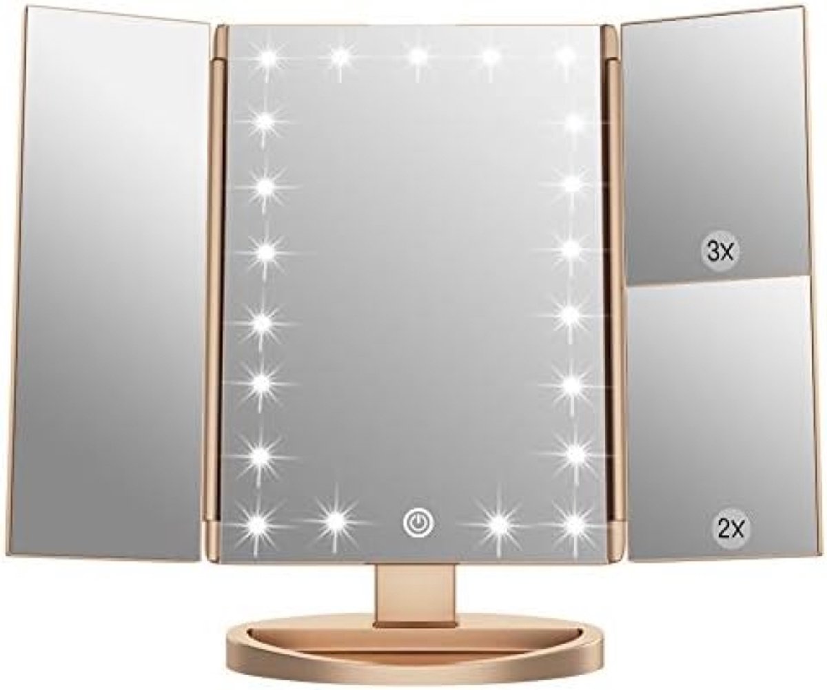 Make-upspiegel met LED-verlichting en vergrootglas