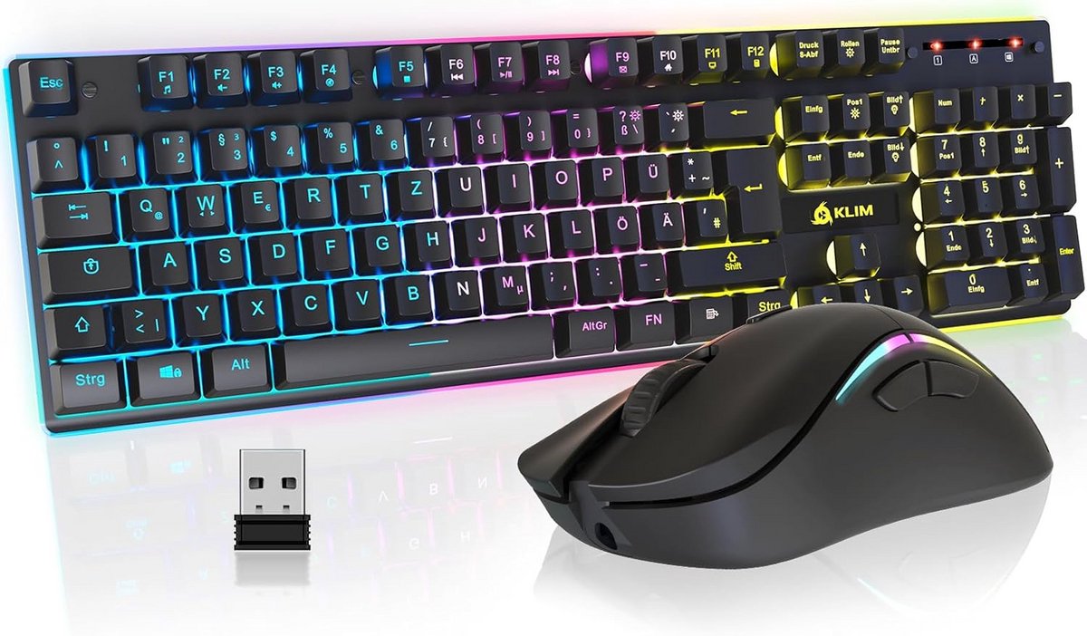 Draadloos Verlicht Gaming Toetsenbord en Muis Set met Oplaadbare Batterij