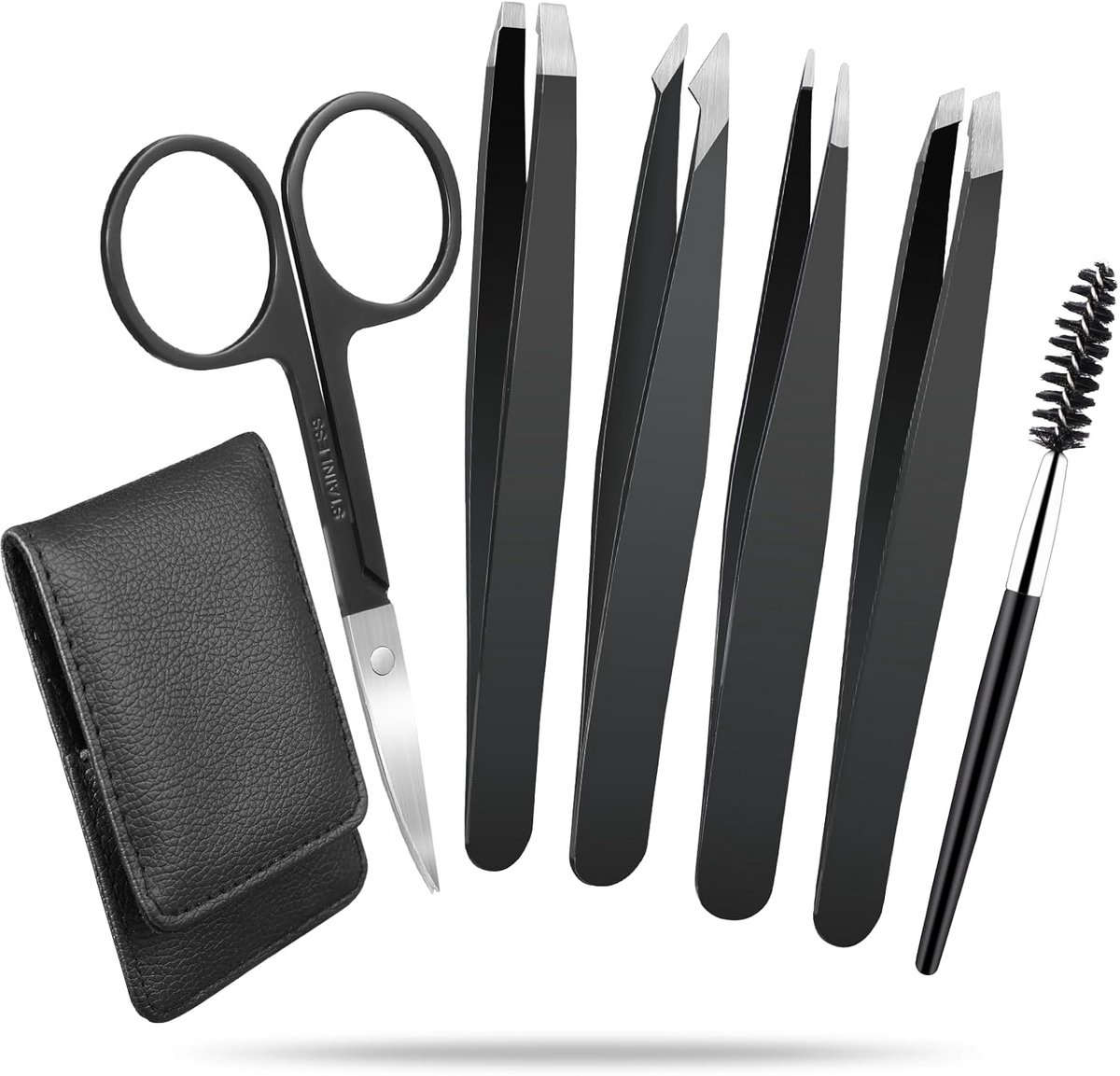 Precisie Pincet Set RVS – 6 Delig voor Wenkbrauwen, Gezichtshaar en Splinters