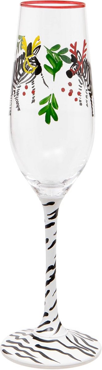 Handgeschilderde Champagne Fluiten Zebra Design, Luxe Set van 2
