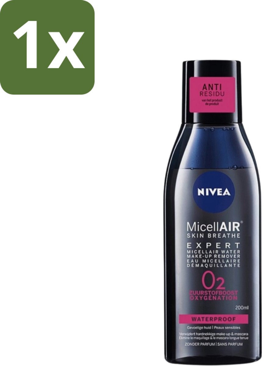 1 x Nivea - Expert Make-up Remover - Micellair Water - Gezichtsreinigingsmiddel - 200 ml - Make-up Remover - Gezichtsreinigingsmiddel - Micellen - Zuurstofboost - Huid Ademen
