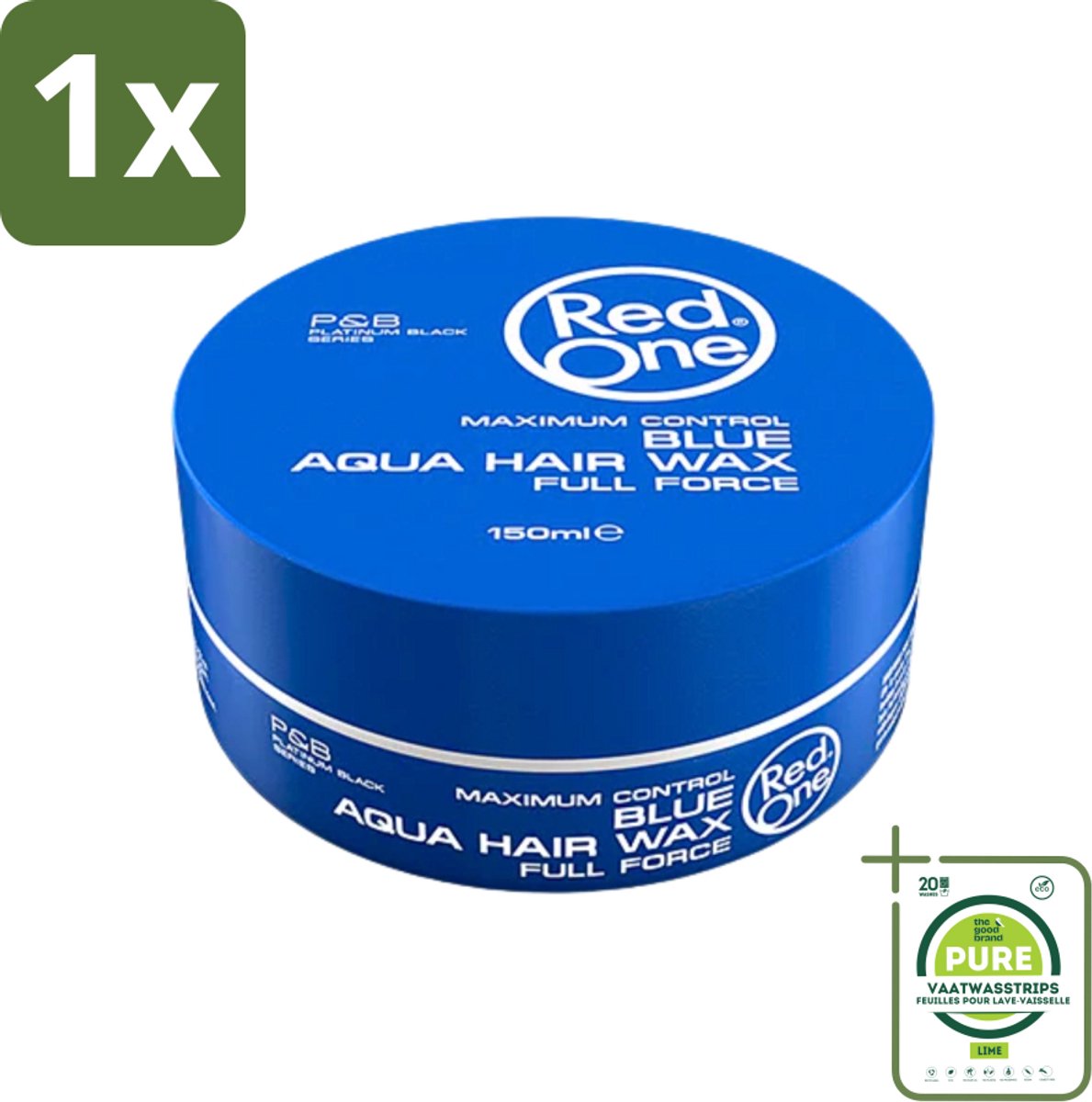 1 x Red One - Haarwax - Blue - Aqua Hair Wax - Voor Sterke Hold & Glanzende Finish - 150 ml - Haarwax - Stylingwax - Blauwe Haarwax - Sterke Hold - Glanzende Finish