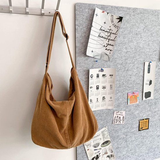 Grote Rechthoekige Corduroy Shopper Tas Voor Dames En Heren Casual 