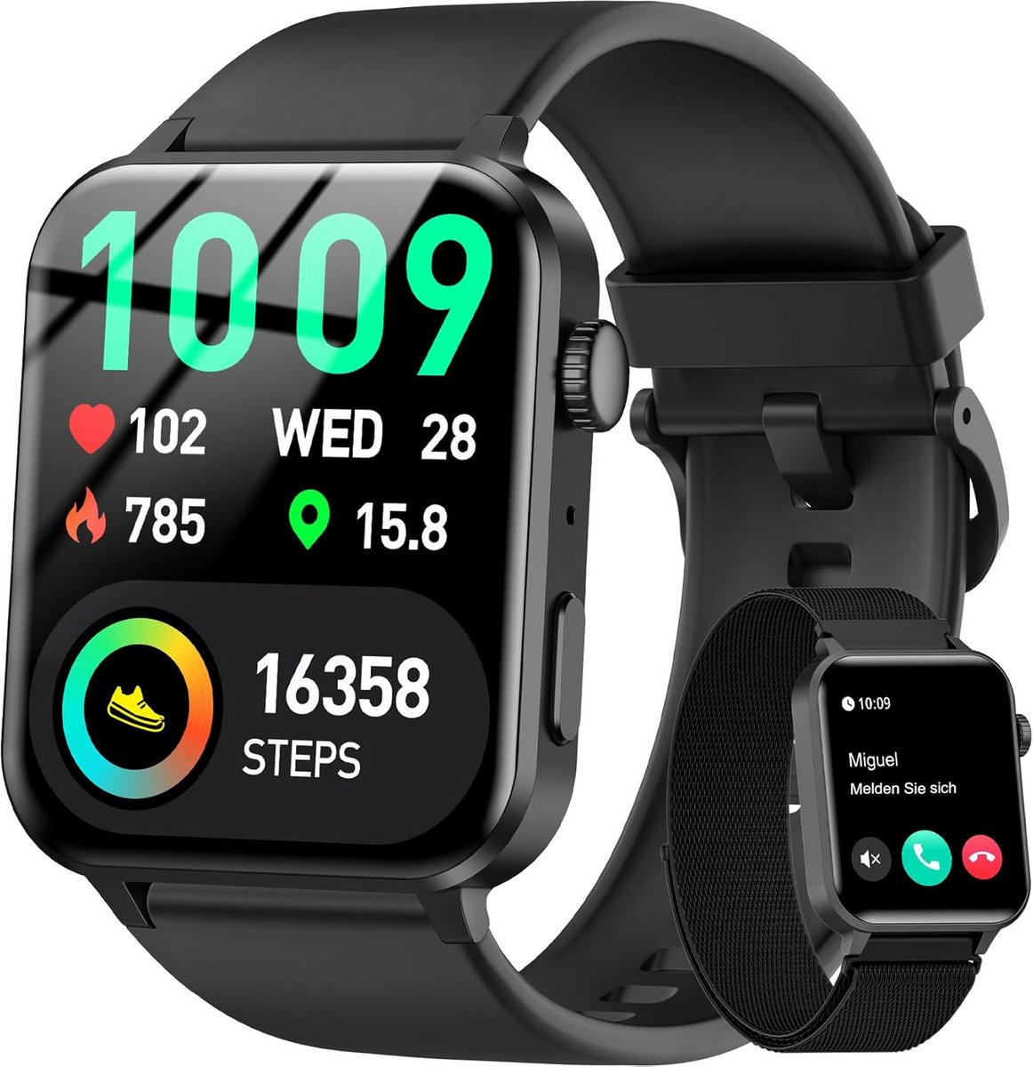 Smartwatch Heren: Fitness Tracker, Hartslagmeter en Telefoon Notificaties