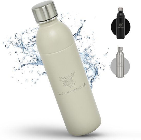 Luckymoose RVS Drinkfles 0,75L Infinity - Geschikt voor SodaStream Bruiswatertoestel - Waterfles voor Bruiswater Machine - Herbruikbaar - Zand