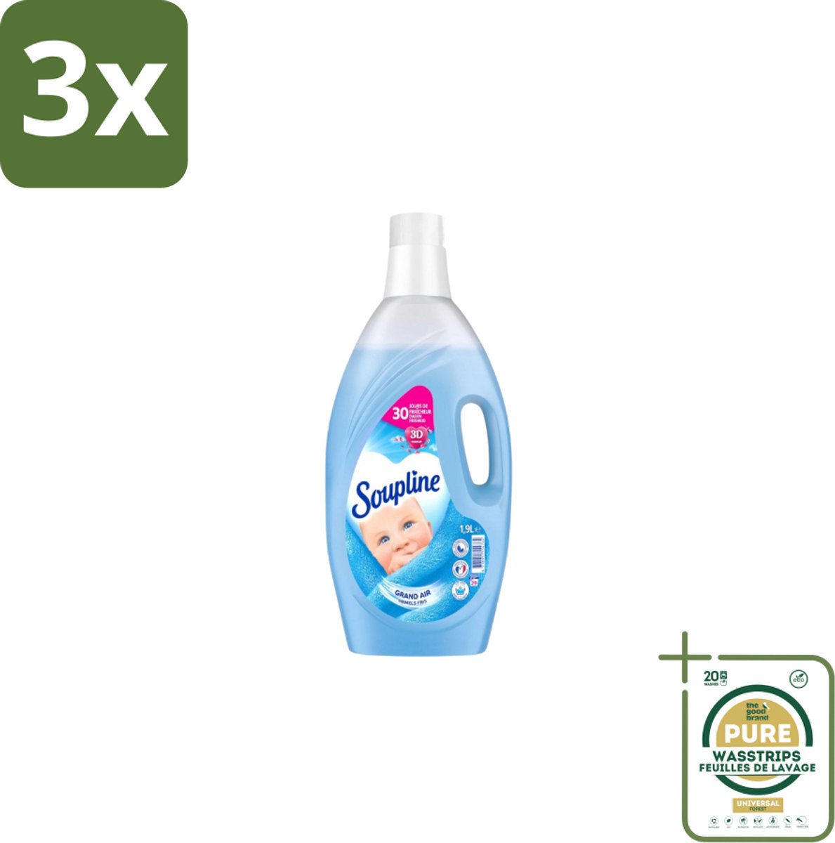 3 x Soupline – Wasverzachter – Hemels Fris – 1,9 L - Grootverpakking - Koffiezetapparaat - Koffiezetapparaat Met Automatische Functie - Koffiezetapparaat Voor Thuis - Koffiezetapparaat Met Warme Water - Koffiezetapparaat Met Filter