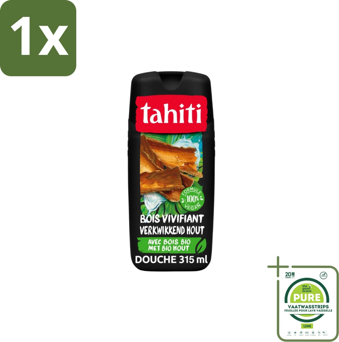 1 x Tahiti – Douchegel – Tropenhout Vegan - 315 ml - Douchegel Tropisch Hout - Vegan Douchegel - Natuurlijke Douchegel - Houtgeur Douchegel - Energieke Douchegel