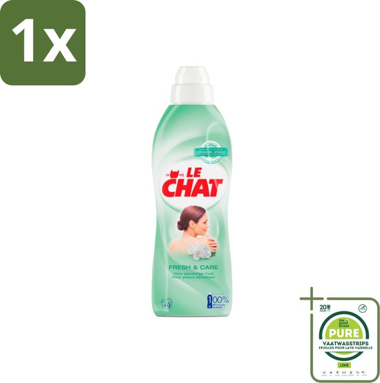 1 x Le Chat Wasverzachter Fresh & Care 40 Wasbeurten 880 ml - Wasverzachter - Hypoallergeen - Huidvriendelijk - Gevoelige Huid - Babykleding