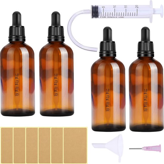 10 Stuks 20 Ml Pipetflessen – Bruine Glazen Apothekersflessen Met Glazen Pipet En UV-bescherming – Geschikt Voor Etherische Oliën, Medicijnen En Druppels – Made In Germany