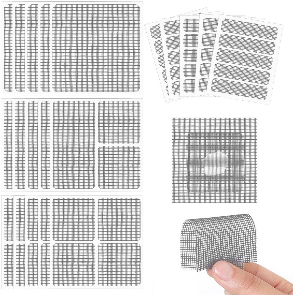 Zelfklevende Reparatieset Vliegengaas - 20 Vellen Gaas Reparatie Patch voor Ramen en Deuren