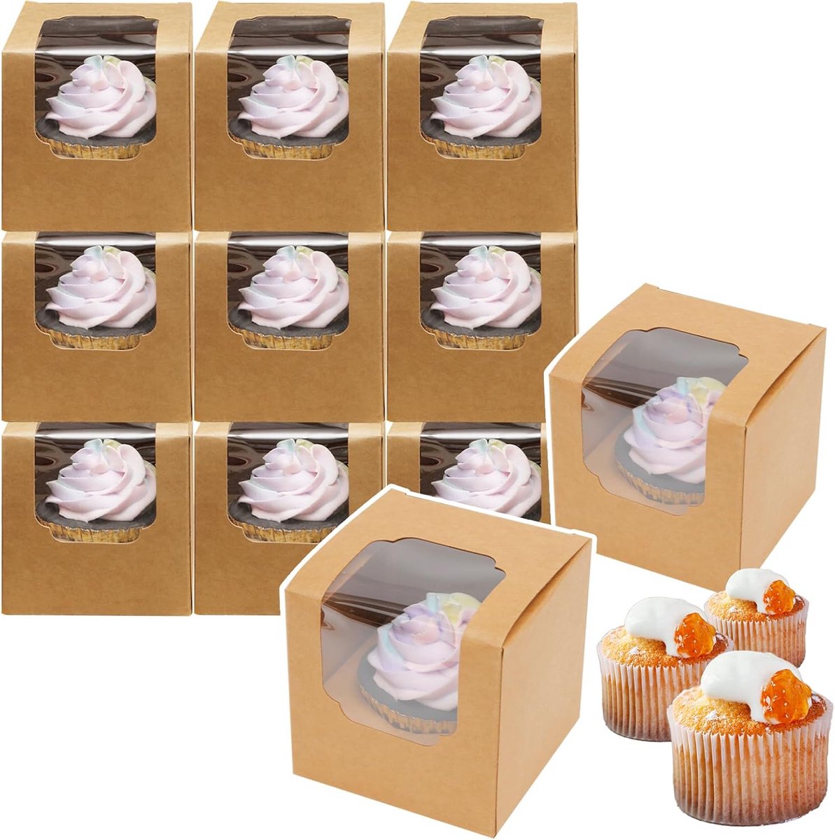 Set van 30 Bruine Individuele Cupcake Dozen - Automatisch Openend