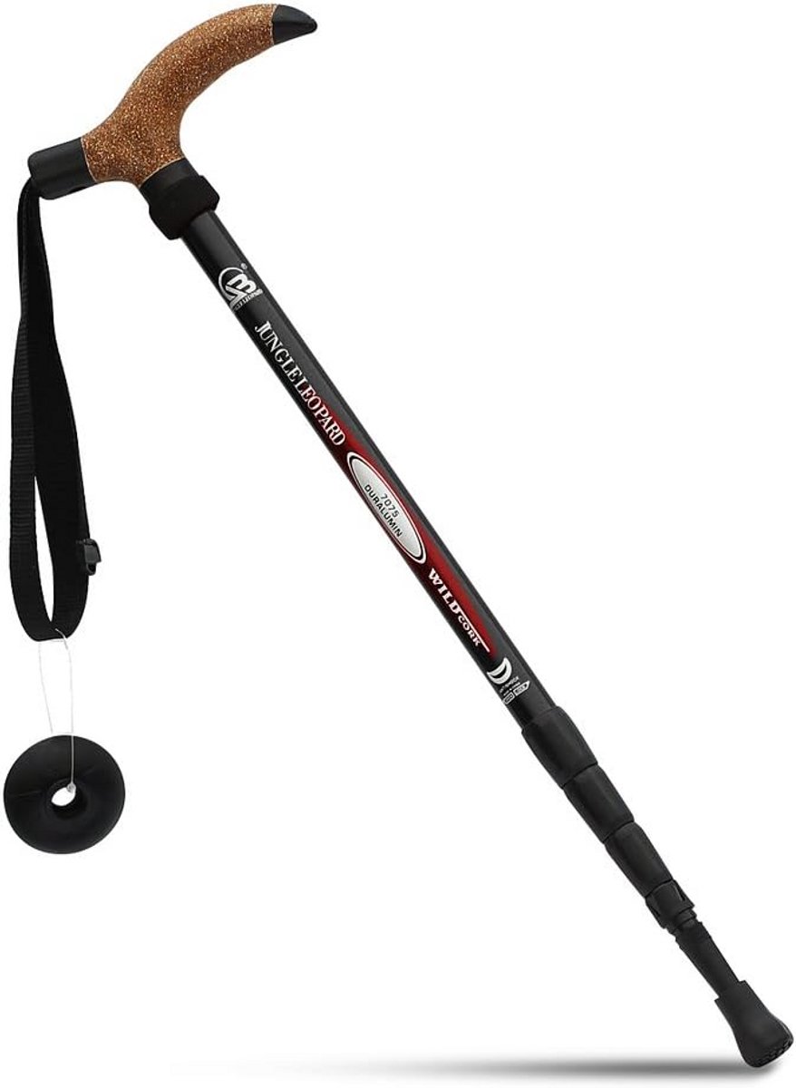Wandelstok Telescopisch met T-Greepp, Lichtgewicht & Inklapbaar voor Wandelen en Trekking
