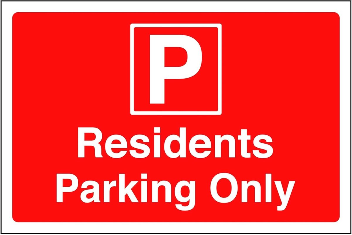 Parkeren alleen voor bewoners - Veiligheidsbord van 3mm Aluminium Dibond voor binnen en buiten (400mm x 300mm)