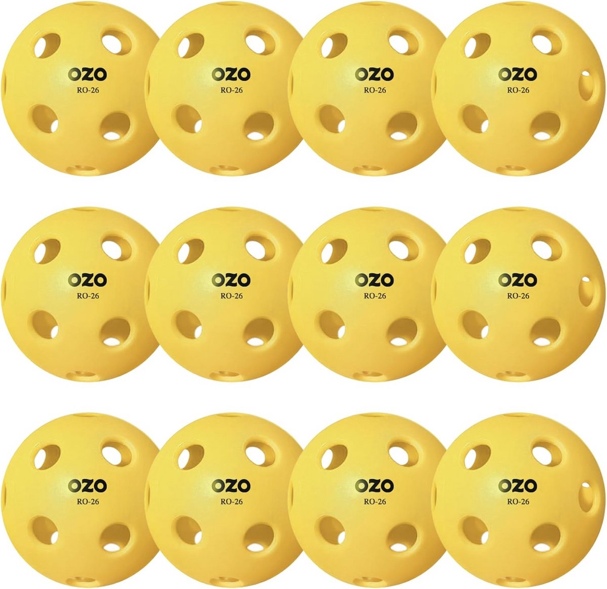 Set van 12 Pickleball Indoor Ballen met 26 Gaten voor Training en Spel