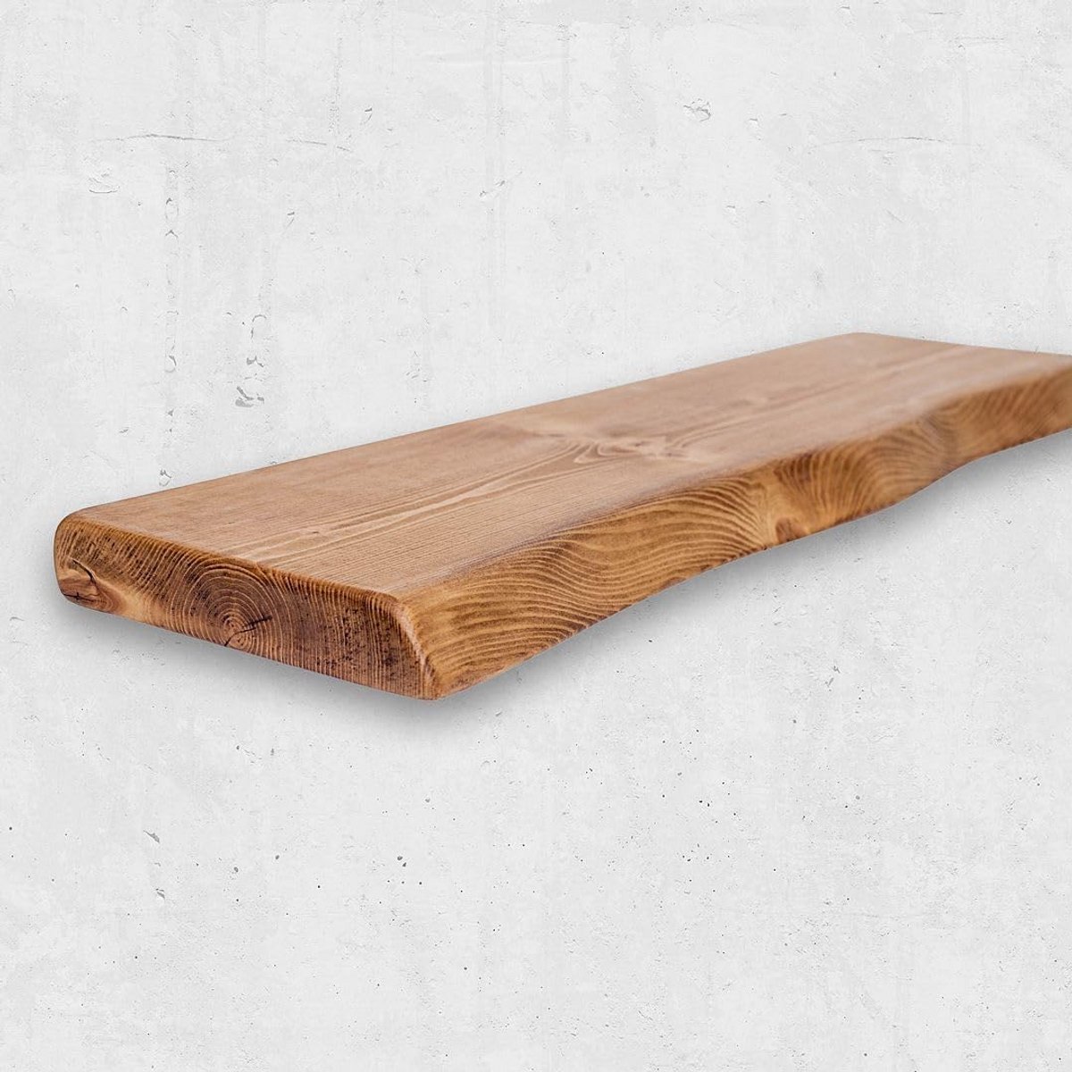 Massief Houten Zwevende Plank Rustiek Eiken Look 190 cm - Wandplank voor Sfeerhaard of Rad