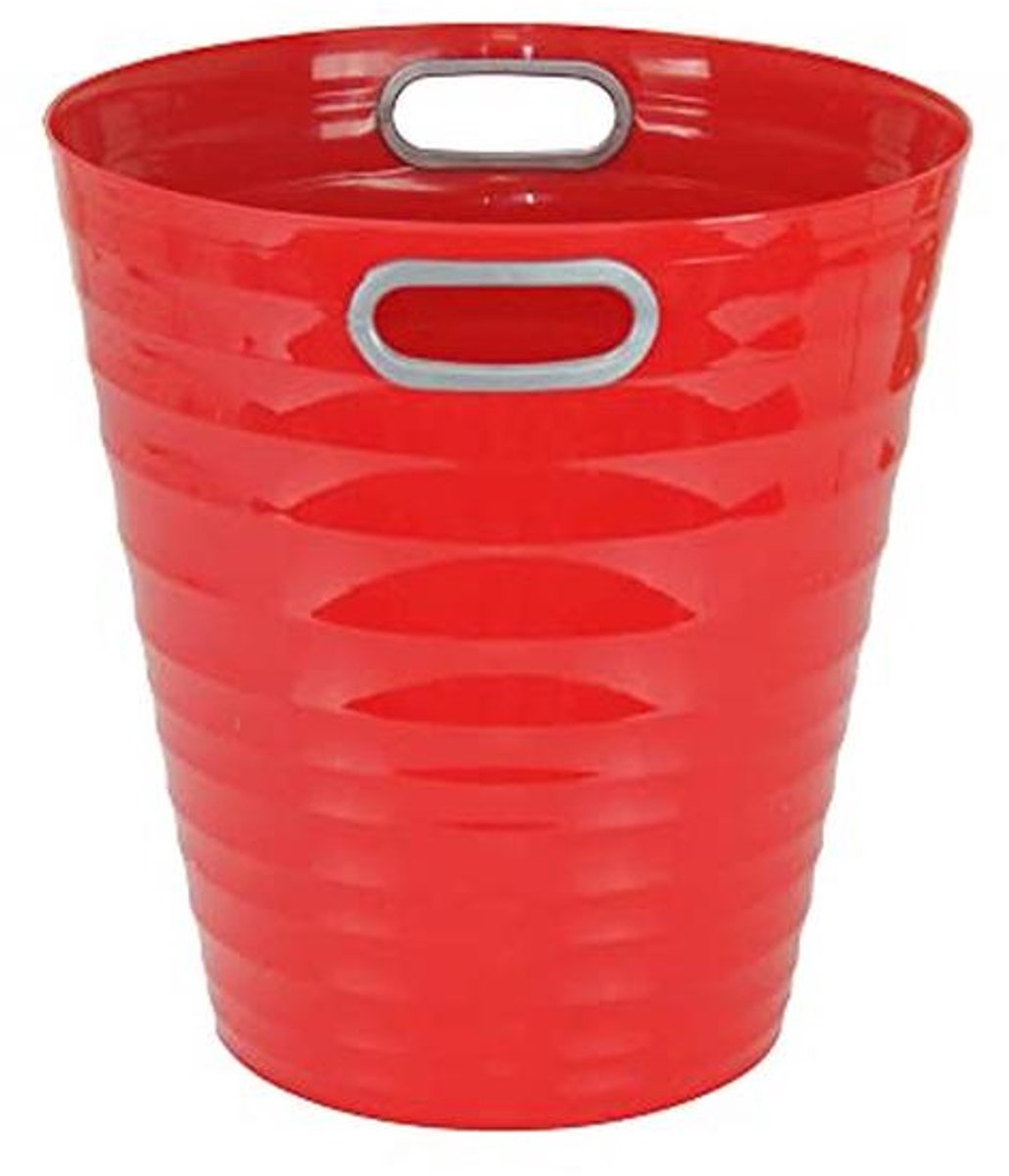 Moderne kunststof prullenbak voor kantoor, slaapkamer en badkamer - 12,5 liter - rood