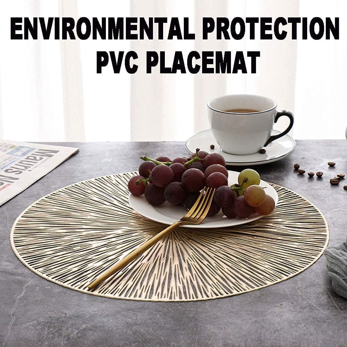 Set van 4 ronde placemats - 38 cm ronde antislip placemats - Creatieve minimalistische luxe decoratieve placemats - Hittebestendige antislip PVC-onderzetters - Geschikt voor bruiloften, feesten, thuis, hotels en tafeldecoratie — cadeau in Wonen & Interieur - foto 5